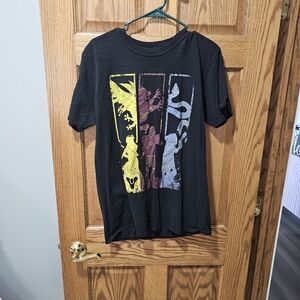 Men's Black Graphic Tee with Multicolor Design